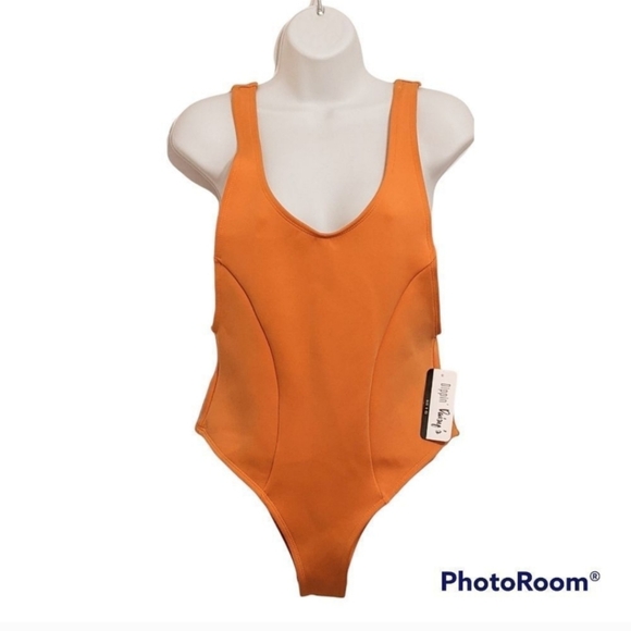 Nwt DIPPIN' DAISY'S scuba open back one piece swimwear orange size L - Picture 2 of 6